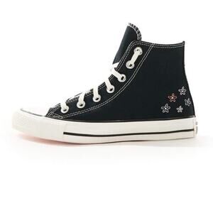 Converse Chuck Taylor All Star Hi Trainers Black w/ Embroidered Flowers Size 8